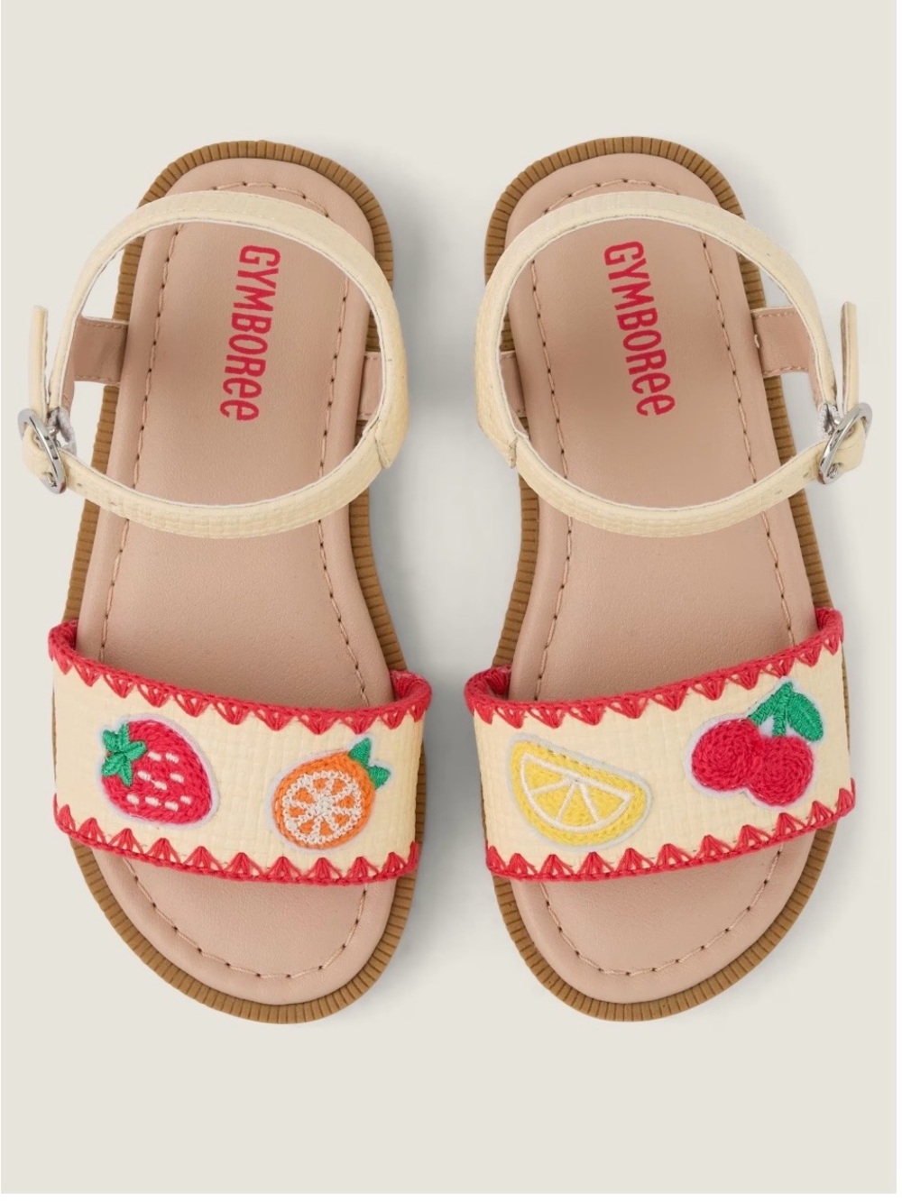 Gymboree Cream Fruit Appliqué Girls' Sandals with Pink Accents